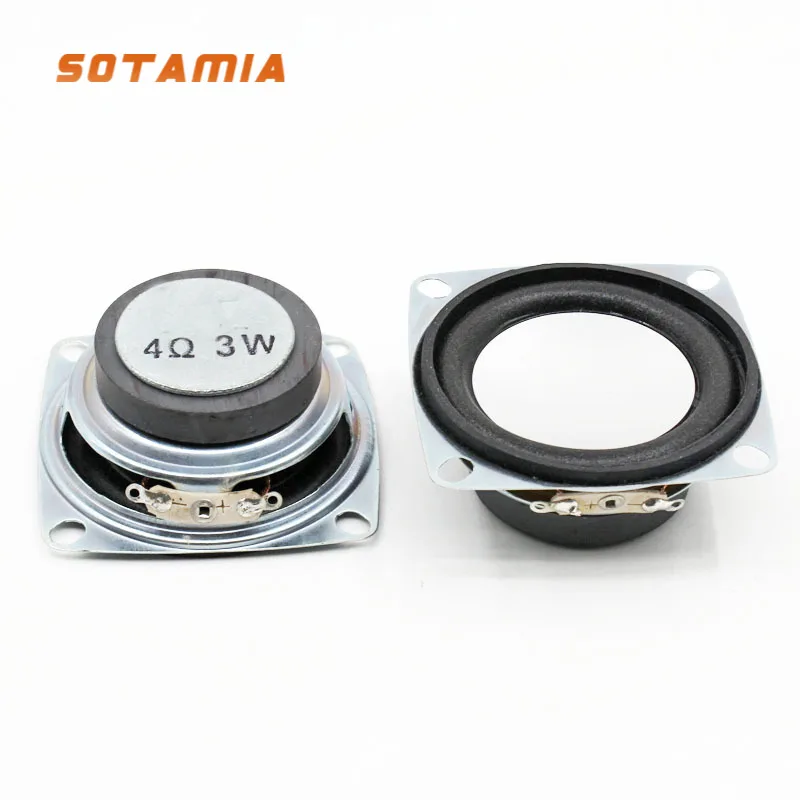 SOTAMIA 2Pcs Mini Portable Audio Full Range Speaker 53MM 4 Ohm 3W DIY Sound Amplfier Music Speaker Column Square Silver Basin