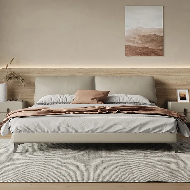 Leather Beds Soft Women Cover Bedroom Gray Twin Solid Wood Luxury Wooden Boy Frame Modern Bed White Meubles Design Furniture