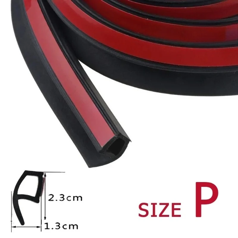 EPDM Rubber Car Door Seal Strip P Z D Shape 1/5 Meters Noise Insulation Anti-Dust Soundproof Strong Adhesive for Vehicle Doors