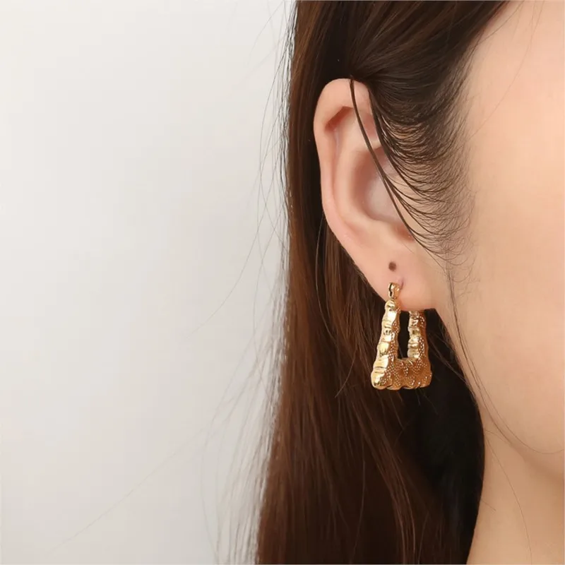 316L Stainless Steel Vintage Twist Hoop Earrings for Women Fashion Niche Design Ear Buckle Jewelry Gift