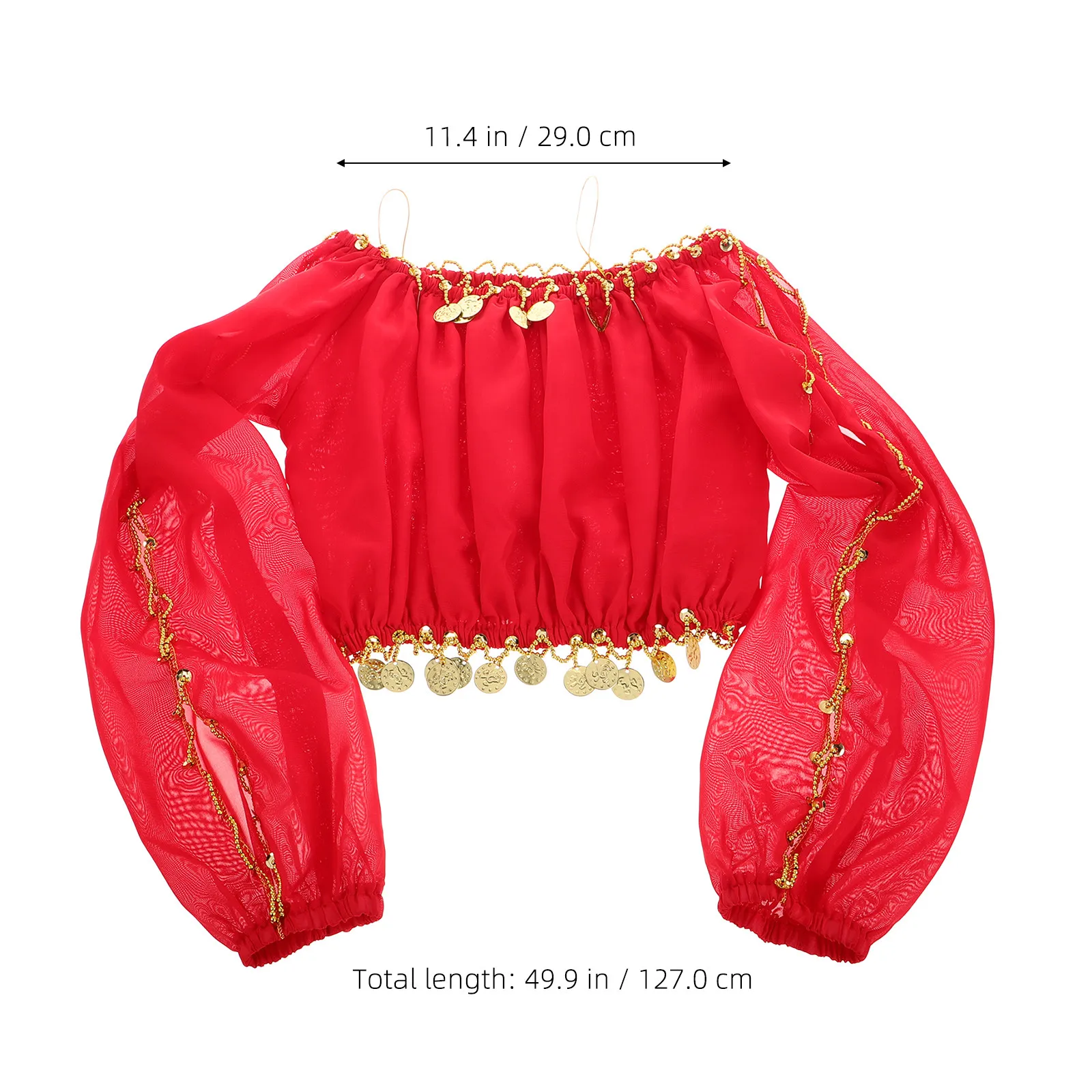 Stage Performance Belly Dancer Costume Long Sleeve Off Shoulder Crop Top Soft Comfortable Fabric for Indian Tribal Dance Elegant