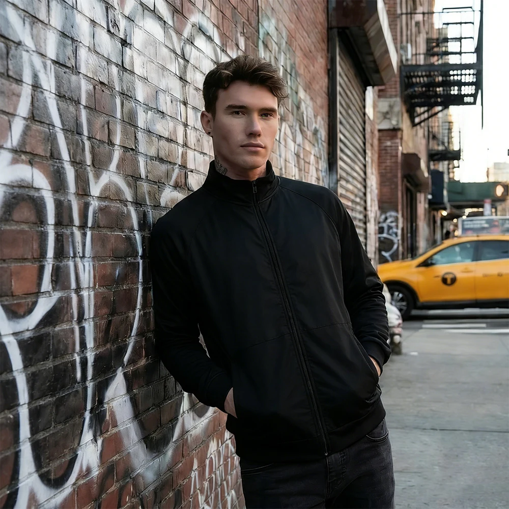 

Custom Logo Jacket Spring Solid Color Fashion Casual Loose Zipper Stand Collar Top Men's Outdoor Plus Size 4XL WIFRU Clothing