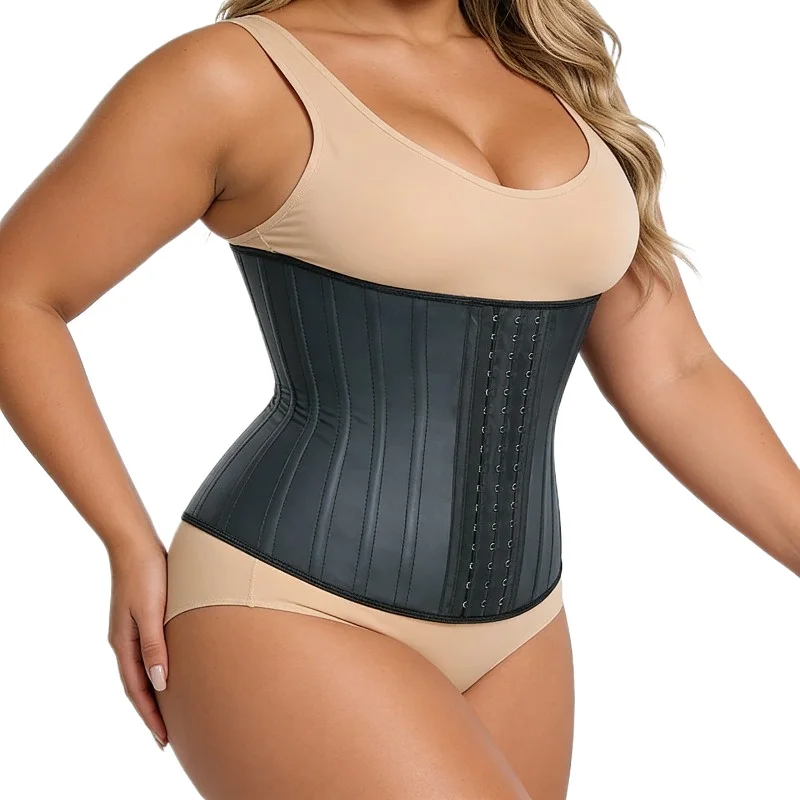 

25-летний латексный тренажер для талии со стальными костями для женщин, корсет для управления животом, формирователь тела с крючком, пояс для застежки глаз, пояс для тренировок в тренажерном зале