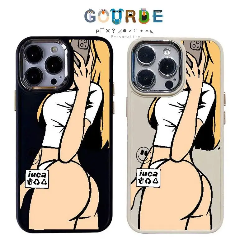 

Gourde Black Matte Cool Case For iPhone 16 15 14 13 12 11 Pro Max 7 8 X Xr Xs Max Fashion Woman Silicone Protection Cover Coque