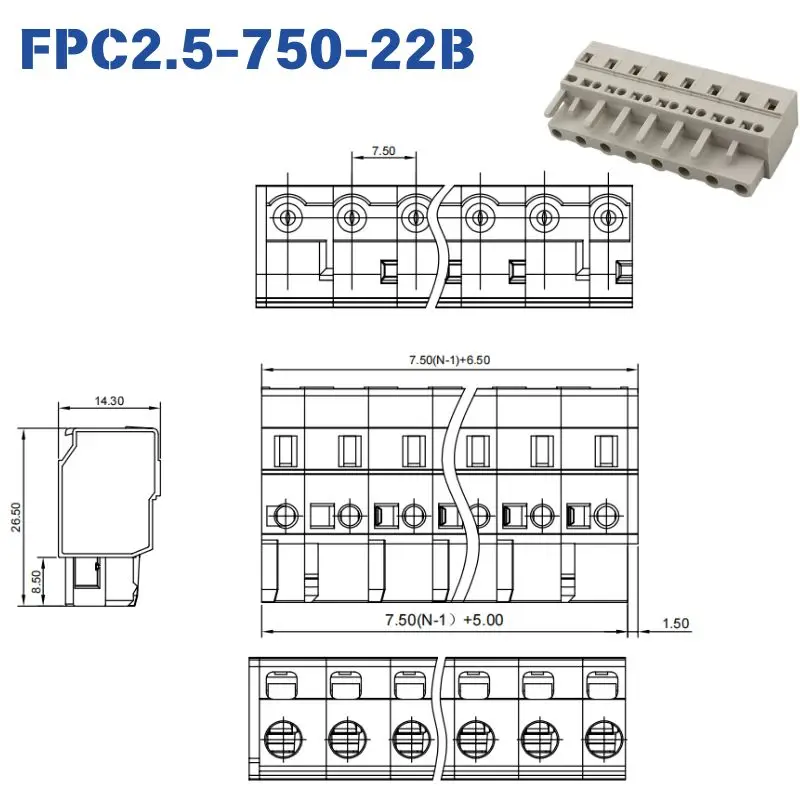 8EDGK MCS Multi-purpose Cage Clamp Screwless Plug-in Separable Mating Terminal Block Plug PCB Electrical Wiring Connector