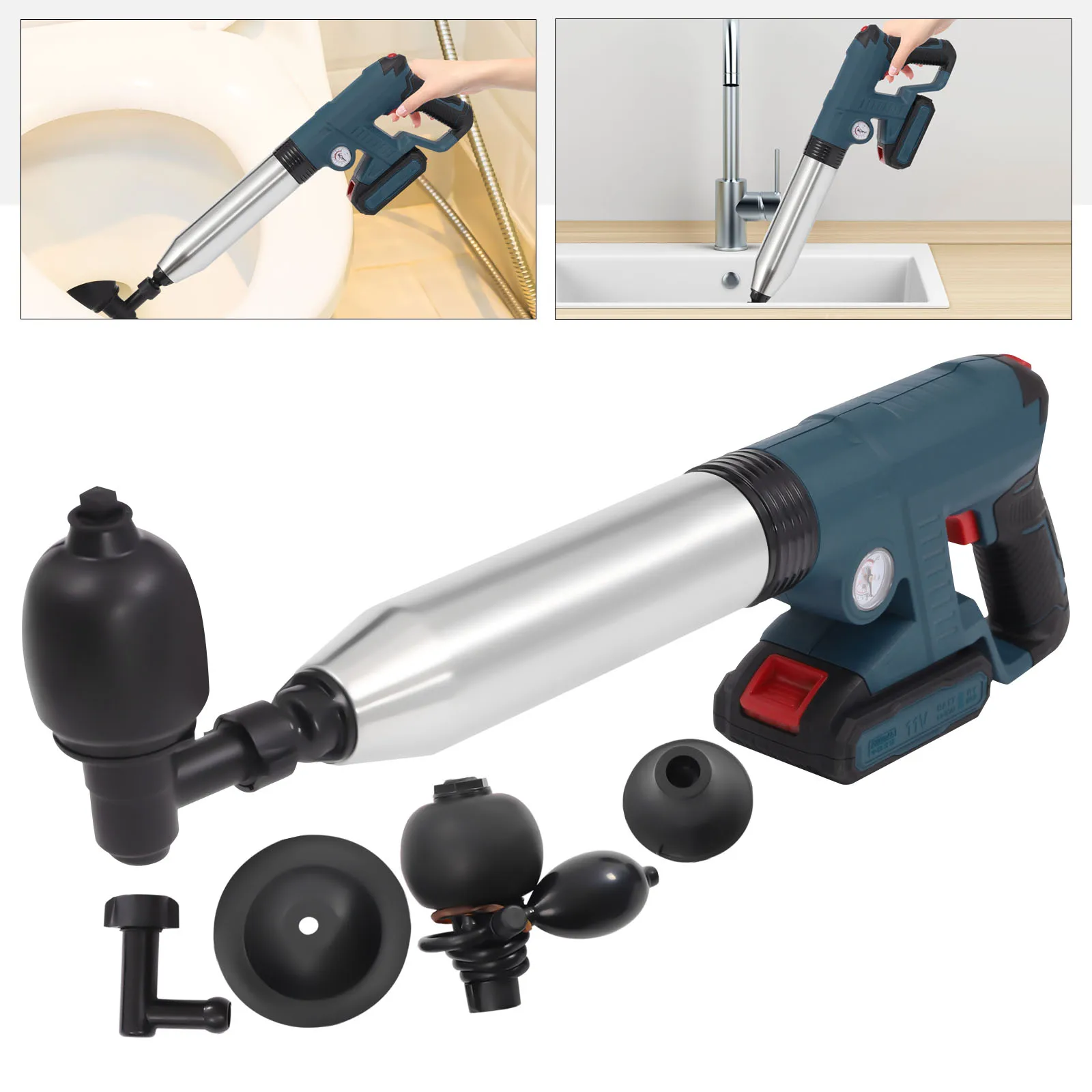 High Pressure Toilet Plunger Electric Unblocker Pipes and Sinks Plunger Air Drain Blaster Cleaner Dredge Tools