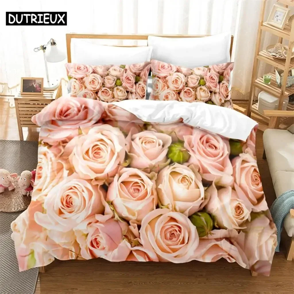 Bright Roses Bedding Set Single Twin Double Queen King Cal King Size Bed Linen Set