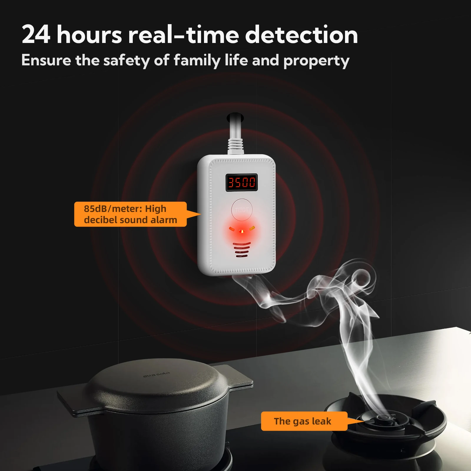 2 em 1 com transmissão de alarme de voz, detector combinado de gás e monóxido de carbono, alarme doméstico de monóxido de carbono e gás natural de