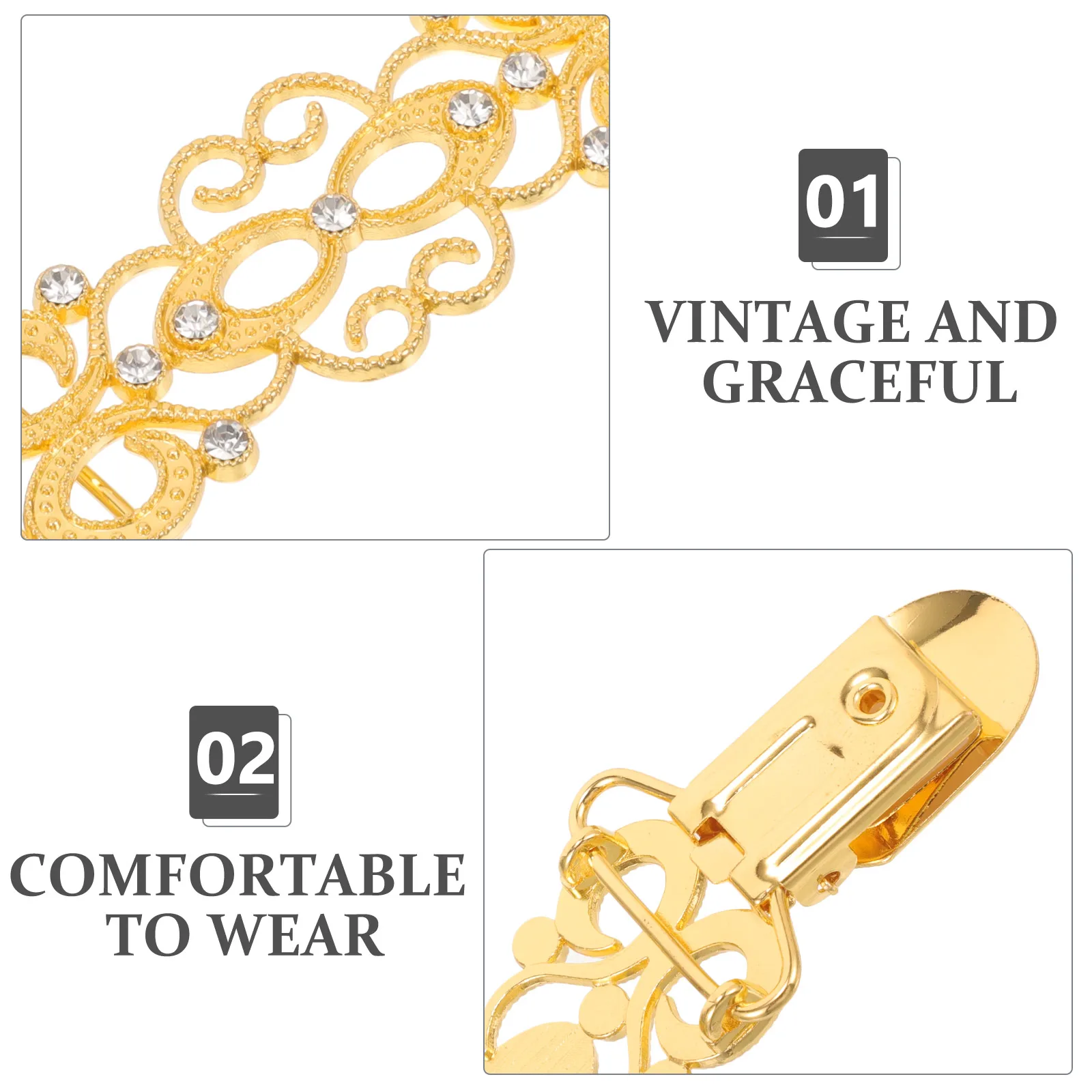 

Alloy -inlaid Collar Clip Cardigan Clasps Clips Sweater Chain Shirt Tightener Fasteners
