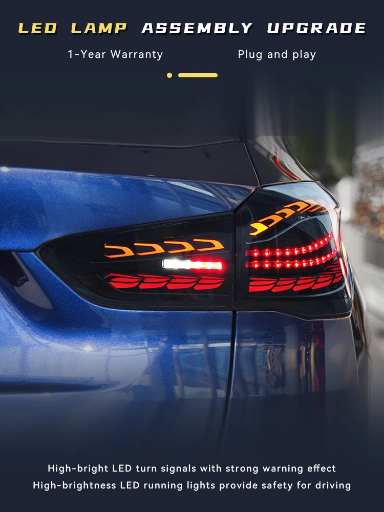 Car Stuff Styling For BMW X1 F48 F49 2016-2021 Dragon scale style Rear Lamp DRL Taillight LED Bulbs Reverse Auto Accessories