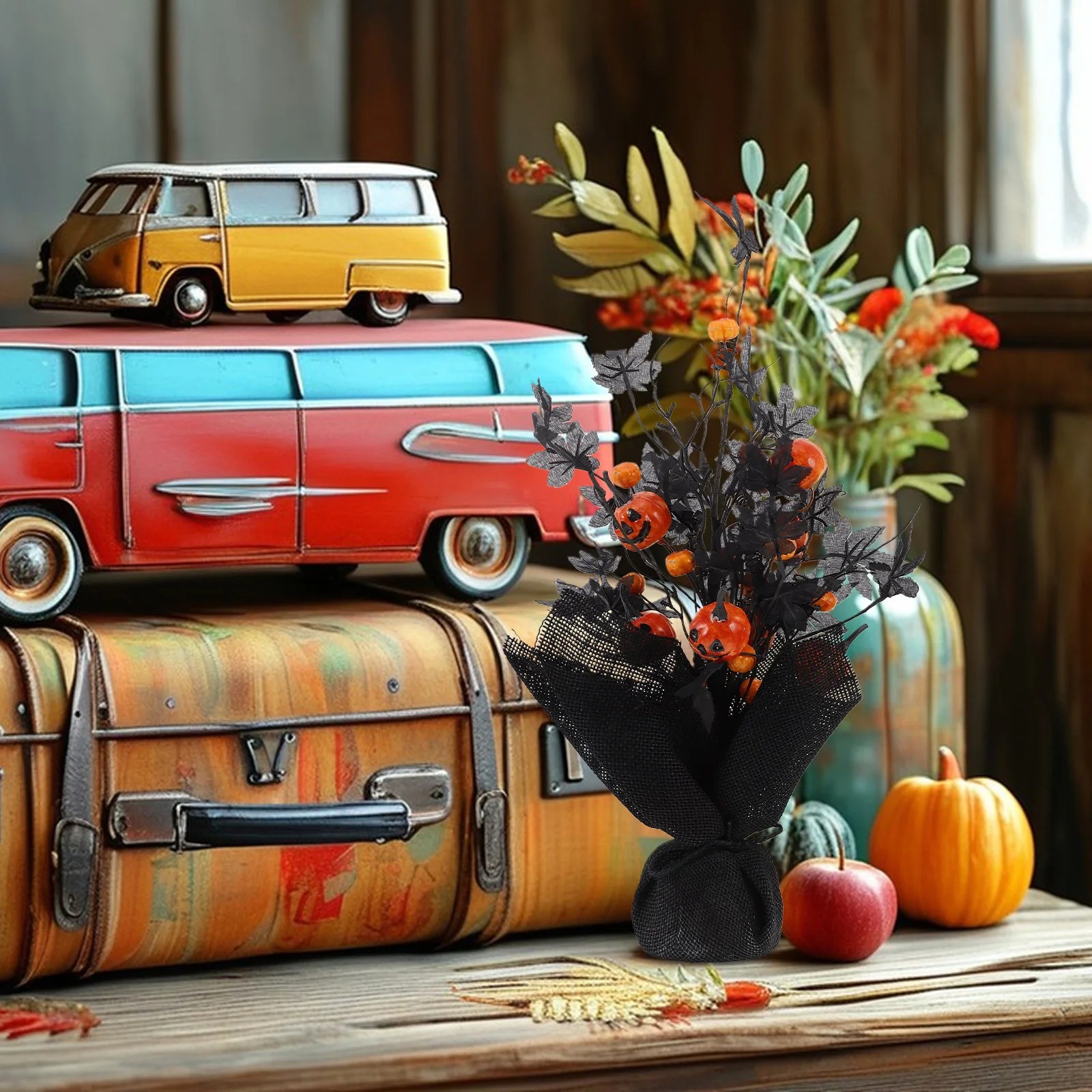 

Halloween Decorations Artificial Pumpkin Maple Leaf Tabletop Centerpiece Indoor Home Party Autumn Harvest Holiday Decor