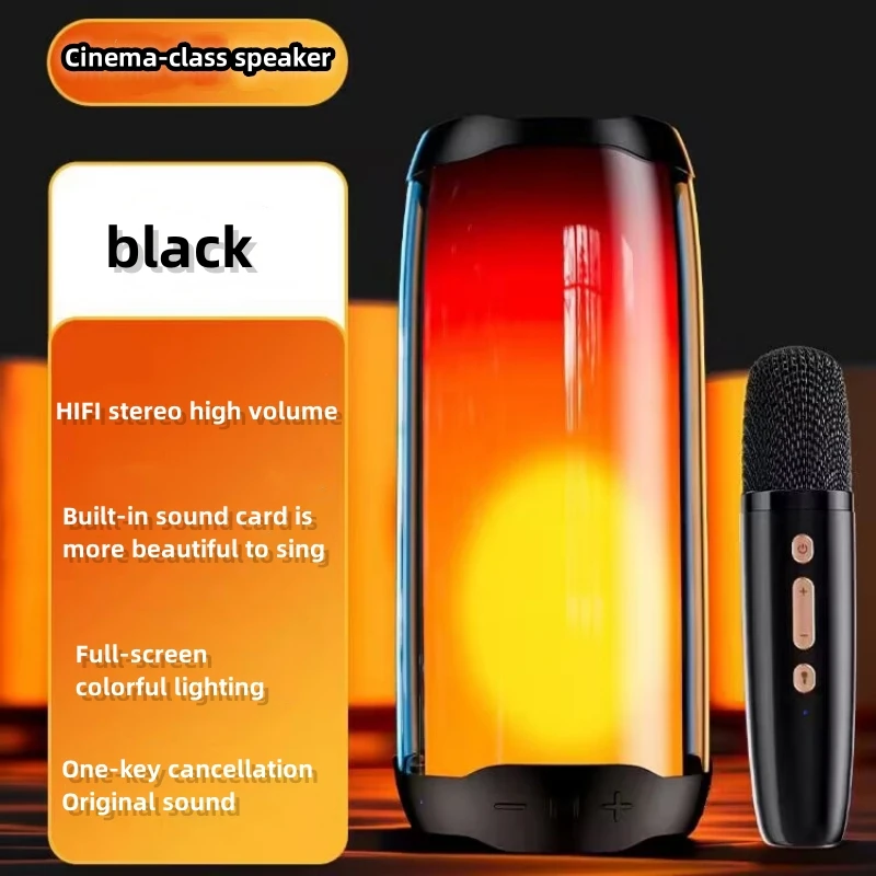 Heavy Bass Cinema-class Party Karaoke Sound Box LED Colorful Breathing Light Outdoor Home Wireless Portable Bluetooth Speakers