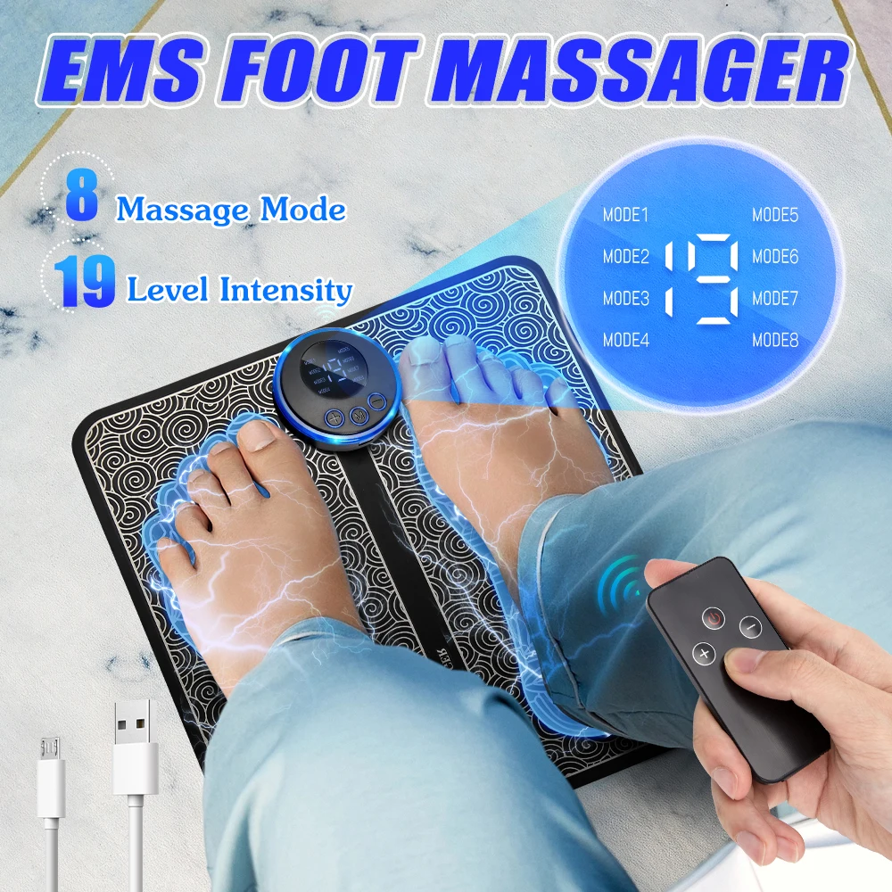 

EMS Foot Relax Mat Remote Control Electric Foot Pad Comfort Cushion Portable Leisure Gadget for Home Indoor Use To Ease Fatigue