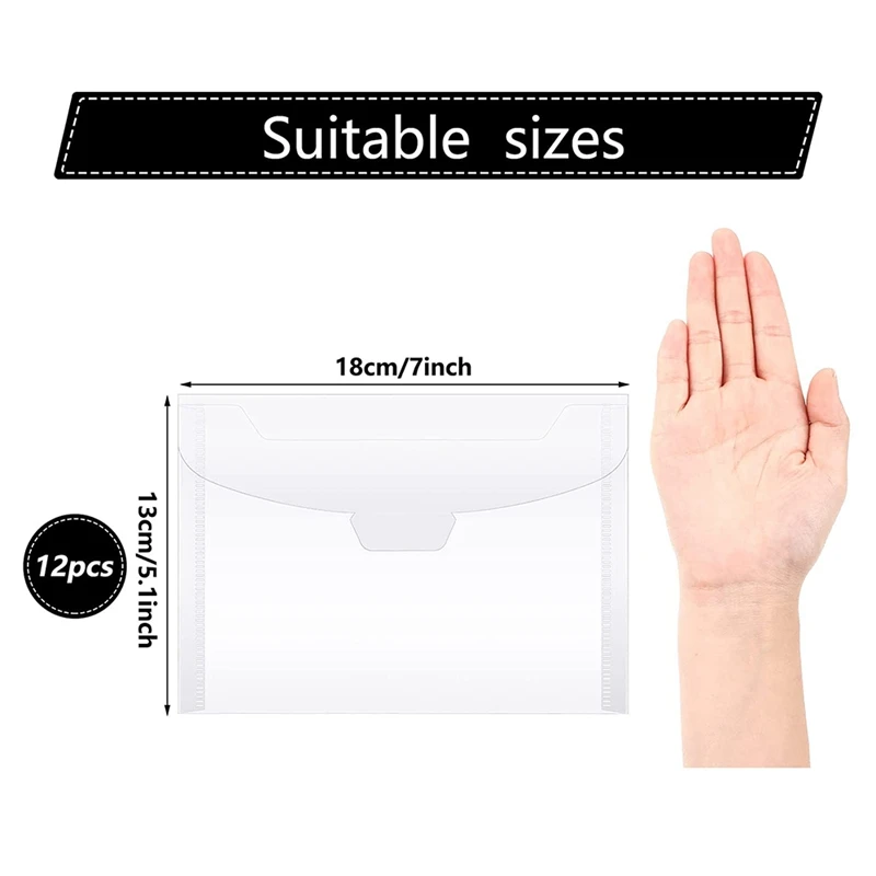 80 Pcs Clear Stamp And Die Storage Bag Resealable Storage Pocket Large Envelope Case For DIY Scrapbooking Paper Card