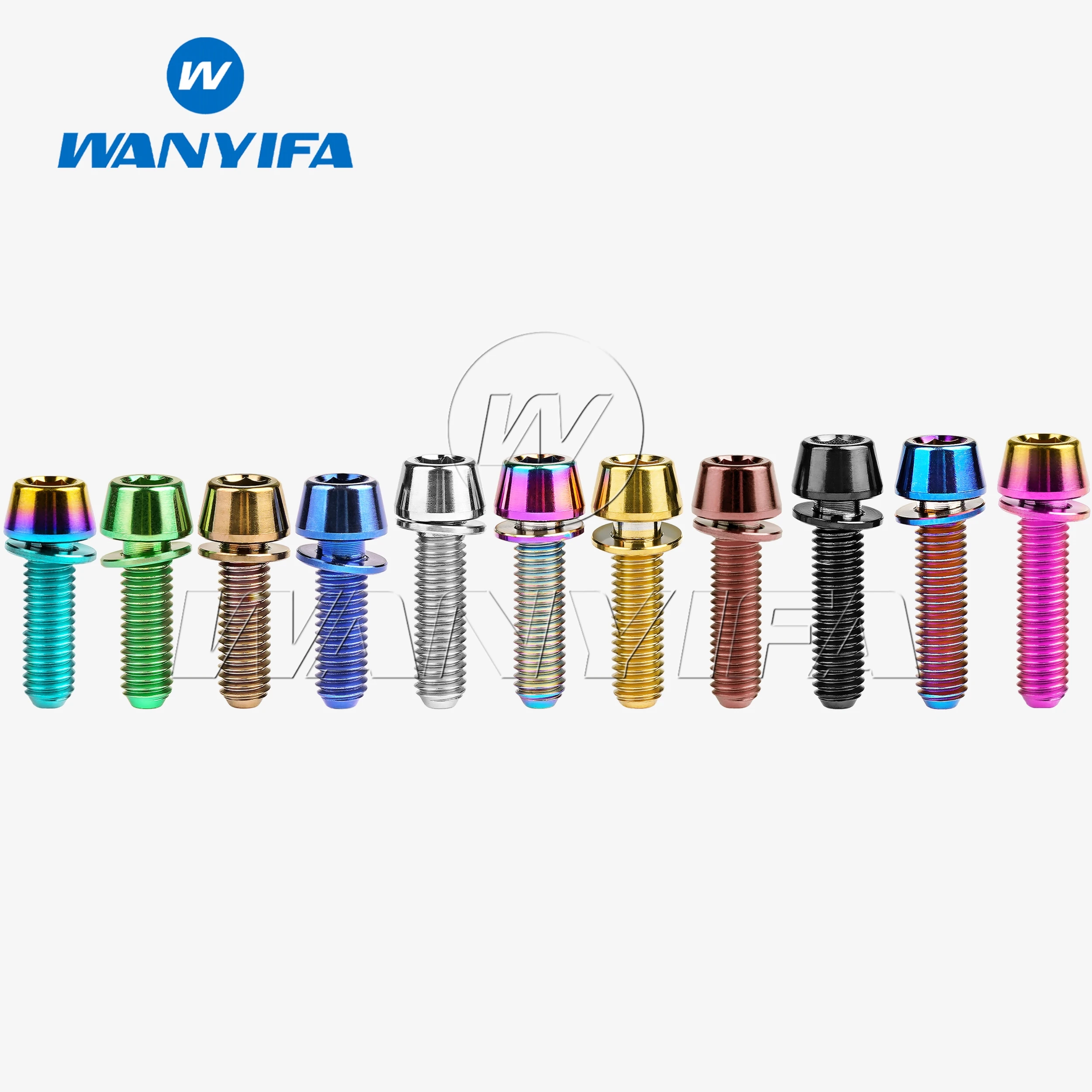 Wanyifa titânio ti m5x16mm m5x18mm m5x20mm para haste de bicicleta allen encanta parafuso de cabeça cônica com arruela
