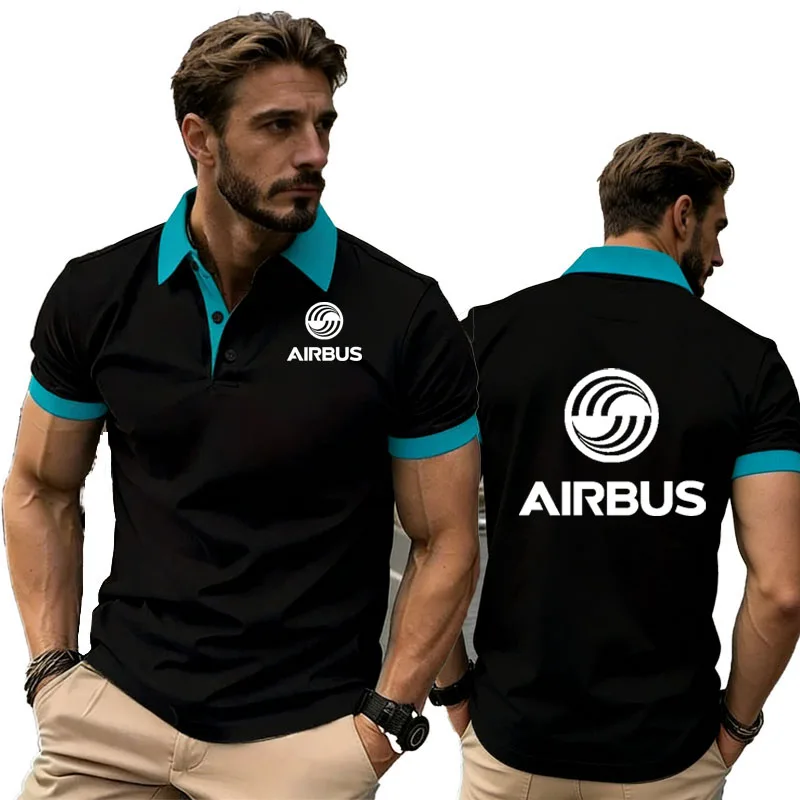2026 New Men's Polo Shirt Summer Breathable High-Quality AIRBUS AVIATION Flight print Men's T-Shirt Short Sleeve top