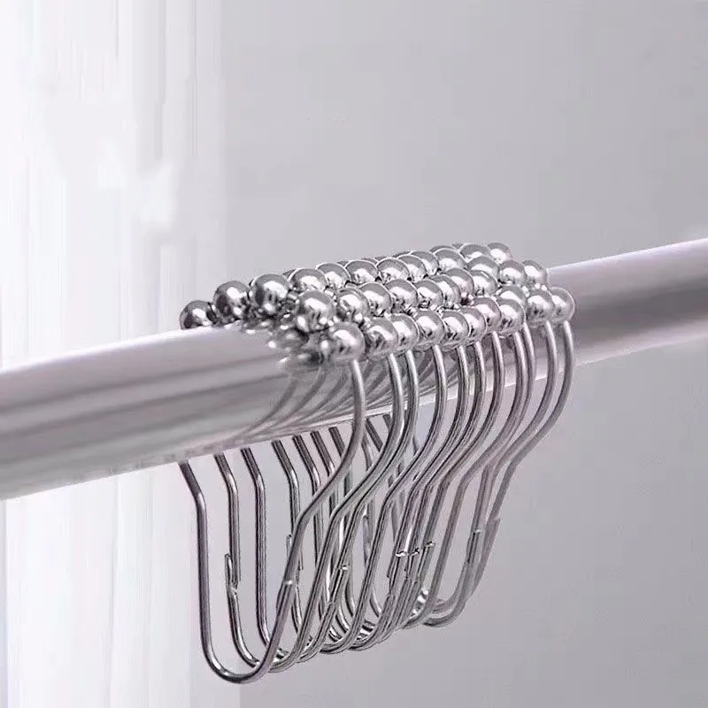 Gourd Shape 42 pcs Rolling Ball Curtain Rings, Smooth Sliding Non-Stick, Wardrobe Closet Rod & Shower Curtain, Anti-Drop