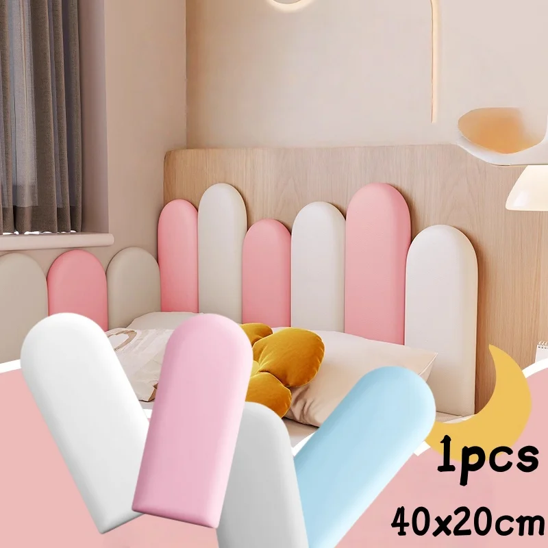 1PC 40x20cm Nordic Style Headboard Bedroom Head Board Stickers Room Anti-collision Wall Panels Home Decoration