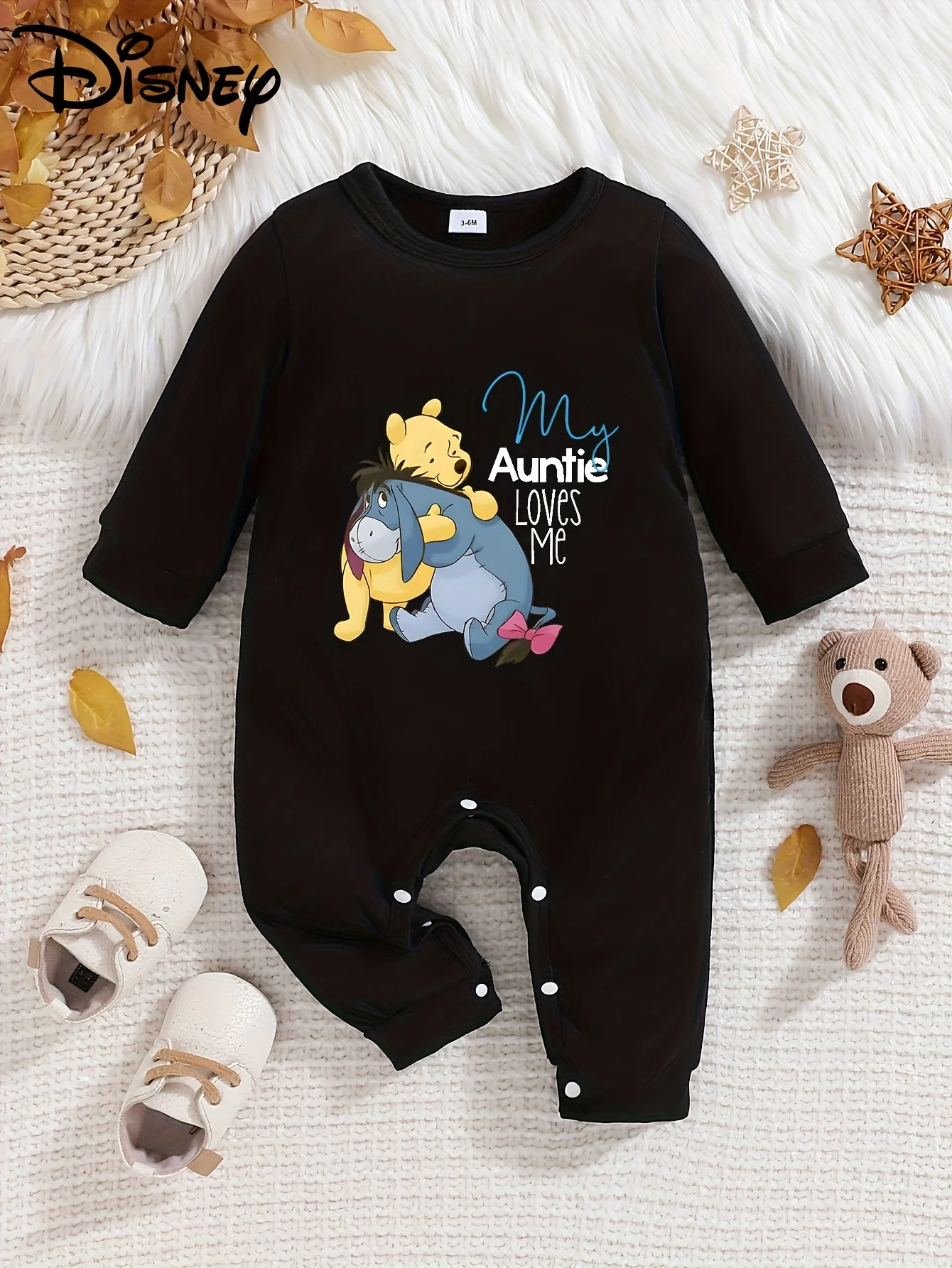【معتمد】بنطلون طويل الأكمام من ديزني ويني ذا بوه يحبني، مناسب لحديثي الولادة والأطفال الصغار، بدلة زحف لطيفة بأكمام طويلة مناسبة لاستحمام الطفل، هدية مثالية للحمل، ملابس أطفال، مريحة وناعمة