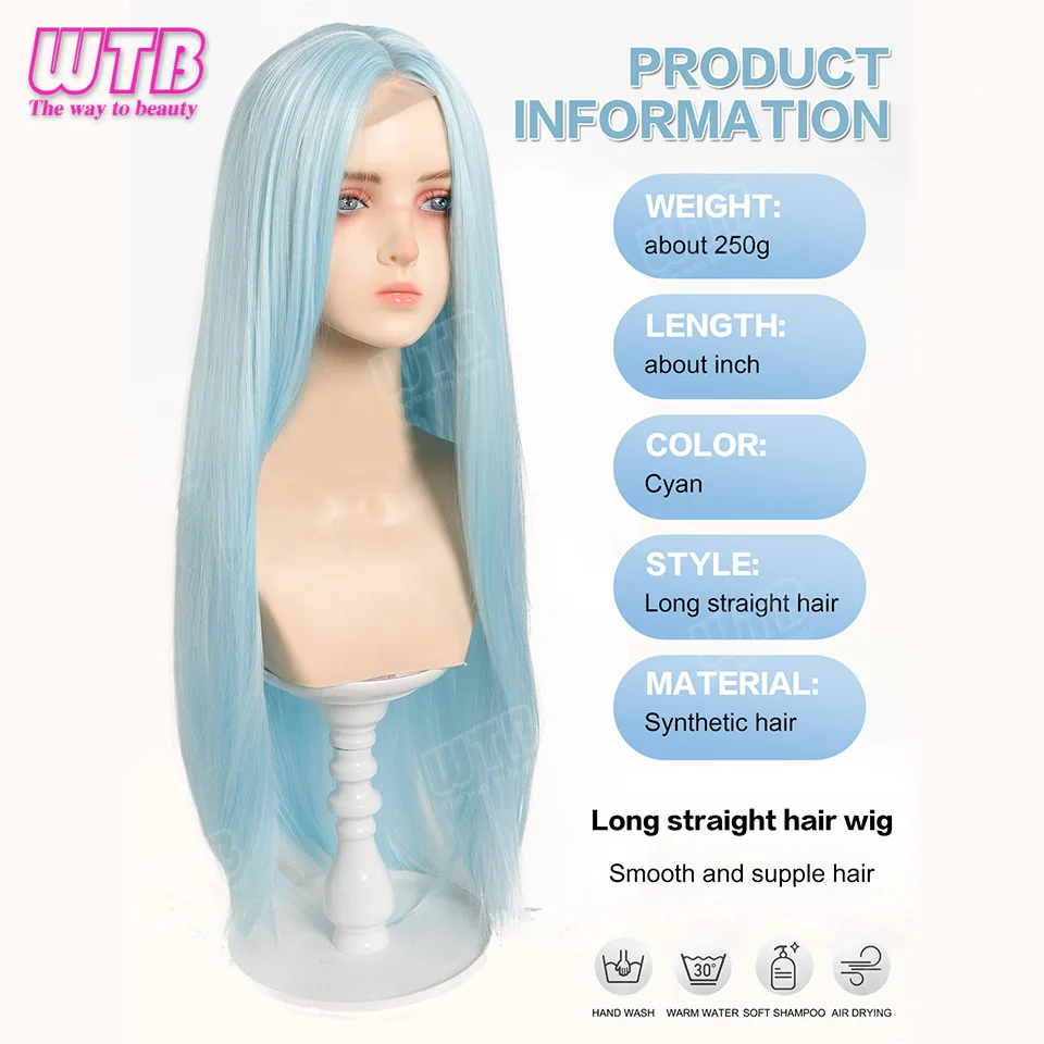 Sraight Long Middle Part Wigs for Women, Synthetic Long Straight Wig, Lace Hairline Middle Synthetic Heat Resistant Wig Cosplay