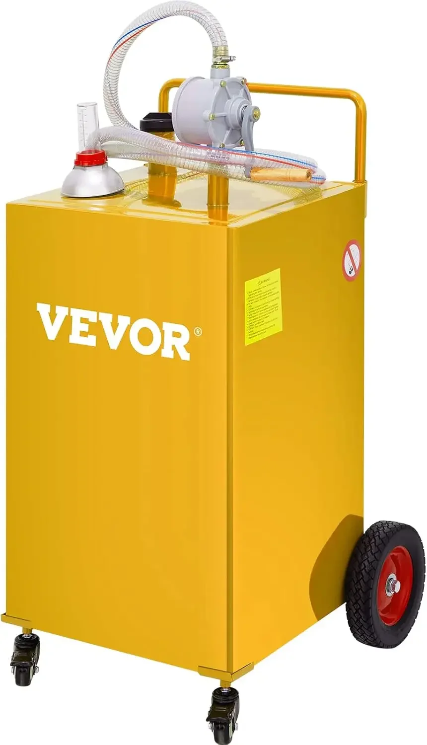 Fuel Caddy, 35 Gallon, Gas Storage Tank on 4 Wheels, with Manual Transfer Pump, Gasoline Diesel Fuel Container for Cars