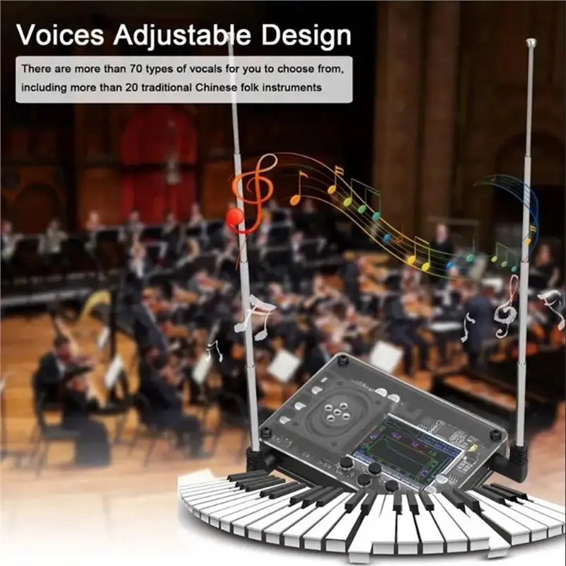 Y45A-DIY Compatible Portable Theremin Electronic Synth Instrument Multiple Sound Modes Built-In Loudspeaker Type-C Power Supply