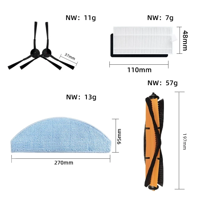 Accessori per Xiaomi Lydsto G2 aspirapolvere robotico spazzola principale/laterale filtro Hepa sacchetti per la polvere Mop panno stracci parti di