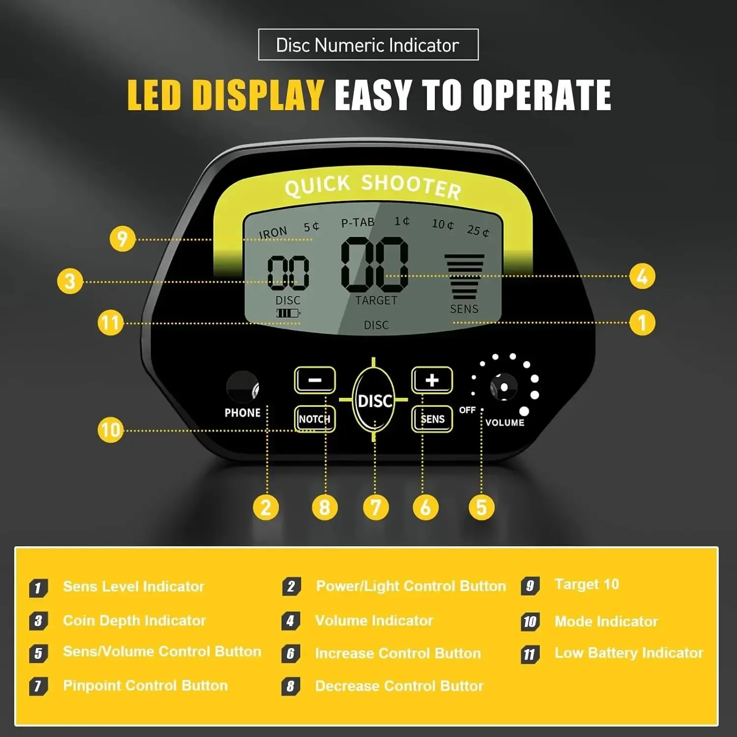 2024 New Underground Metal Detector Metal Locator Treasure-hunting Device Adjustable Notch & DISC Mode Pinpointing Function