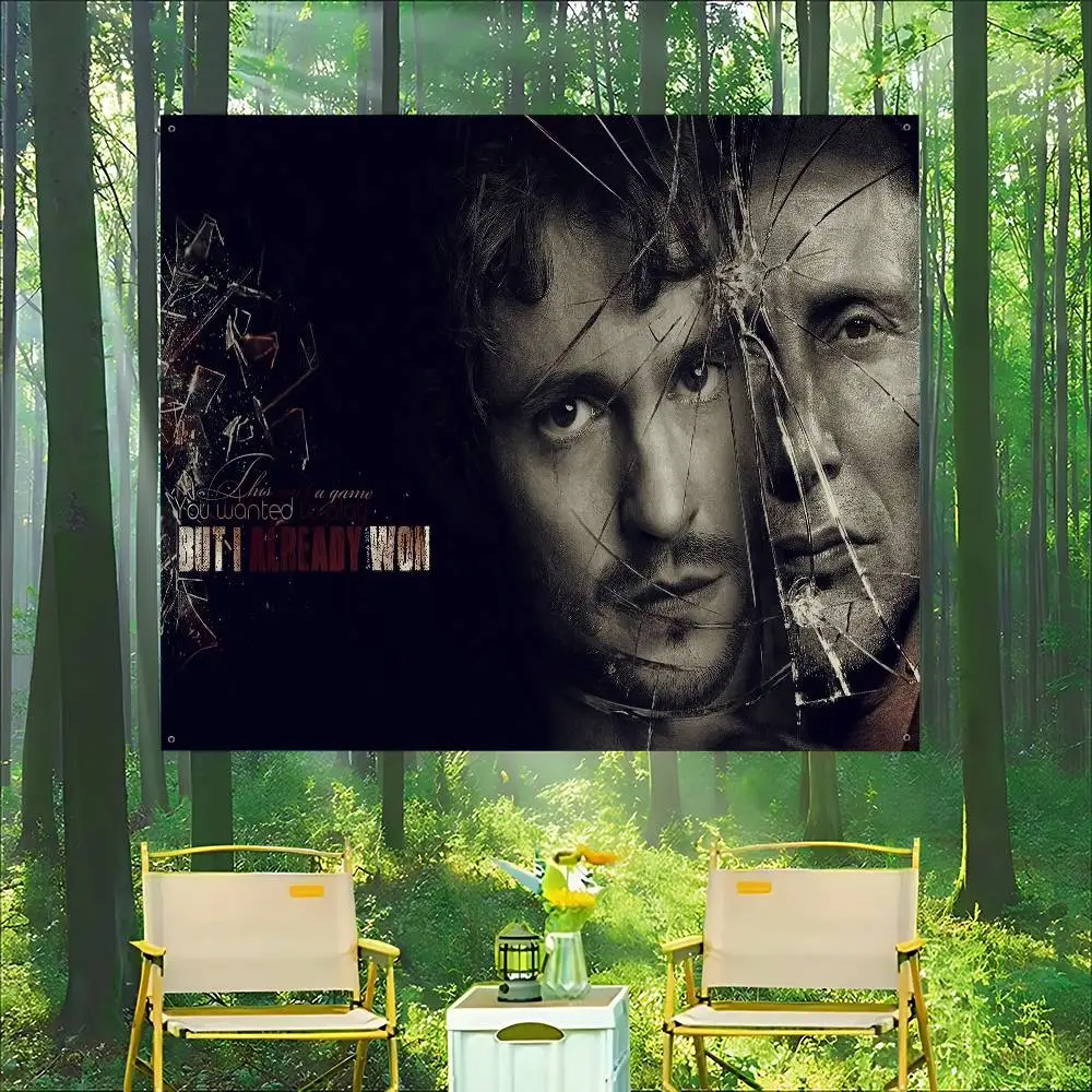 Crime Series H-Hannibal Movie TV Colorful Flag Wall Hanging Bohemian Wall Banner Mandala Indoor Art Decor