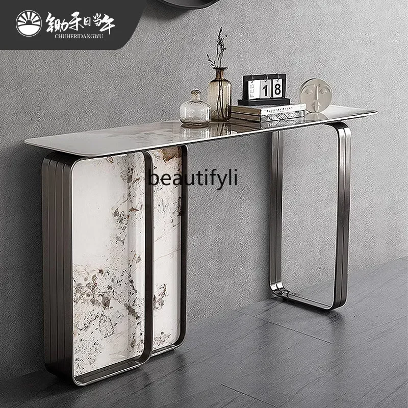 Y cqyItalian light luxury entrance table, living room against the wall end view table, simple entrance table decorative cabinet