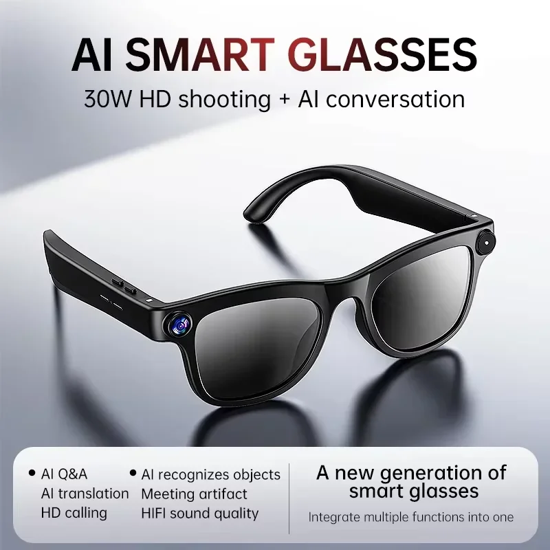 Lenovo Smart AI Glasses 1600W HD 8K Shooting Camera Photo Voice Call Translation Bluetooth AI Camera Glasses for Men Women New