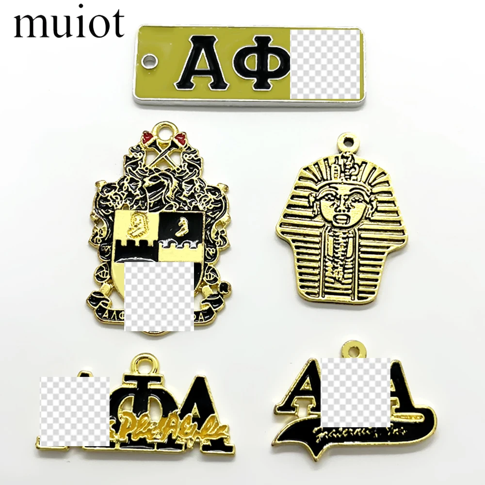 Gold Plated Fraternity Society ALPHA APA Letter Enamel Metal Pendant Charms