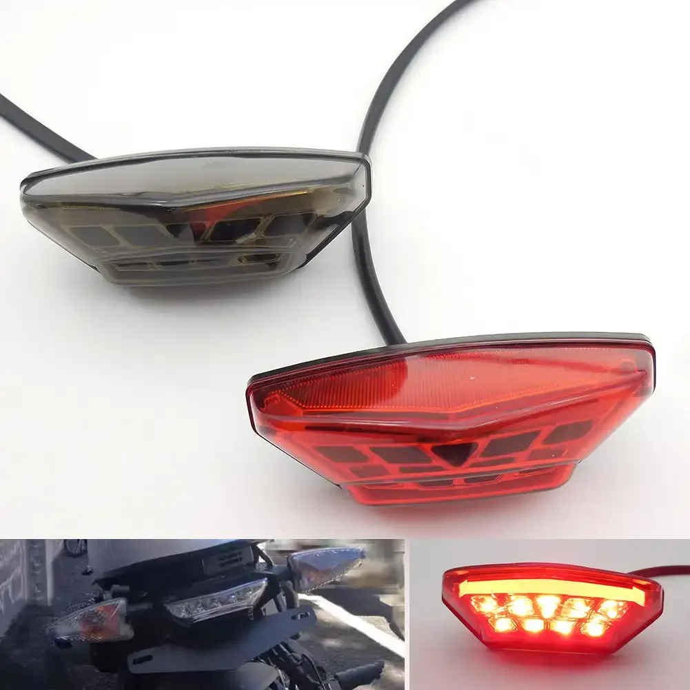 New Motorbike License Plate Lamp Tail Light Brake Stop Lamp for Cafe Racer ATV Dirt Bikes Rear Daytime Running Light 12V 32LED