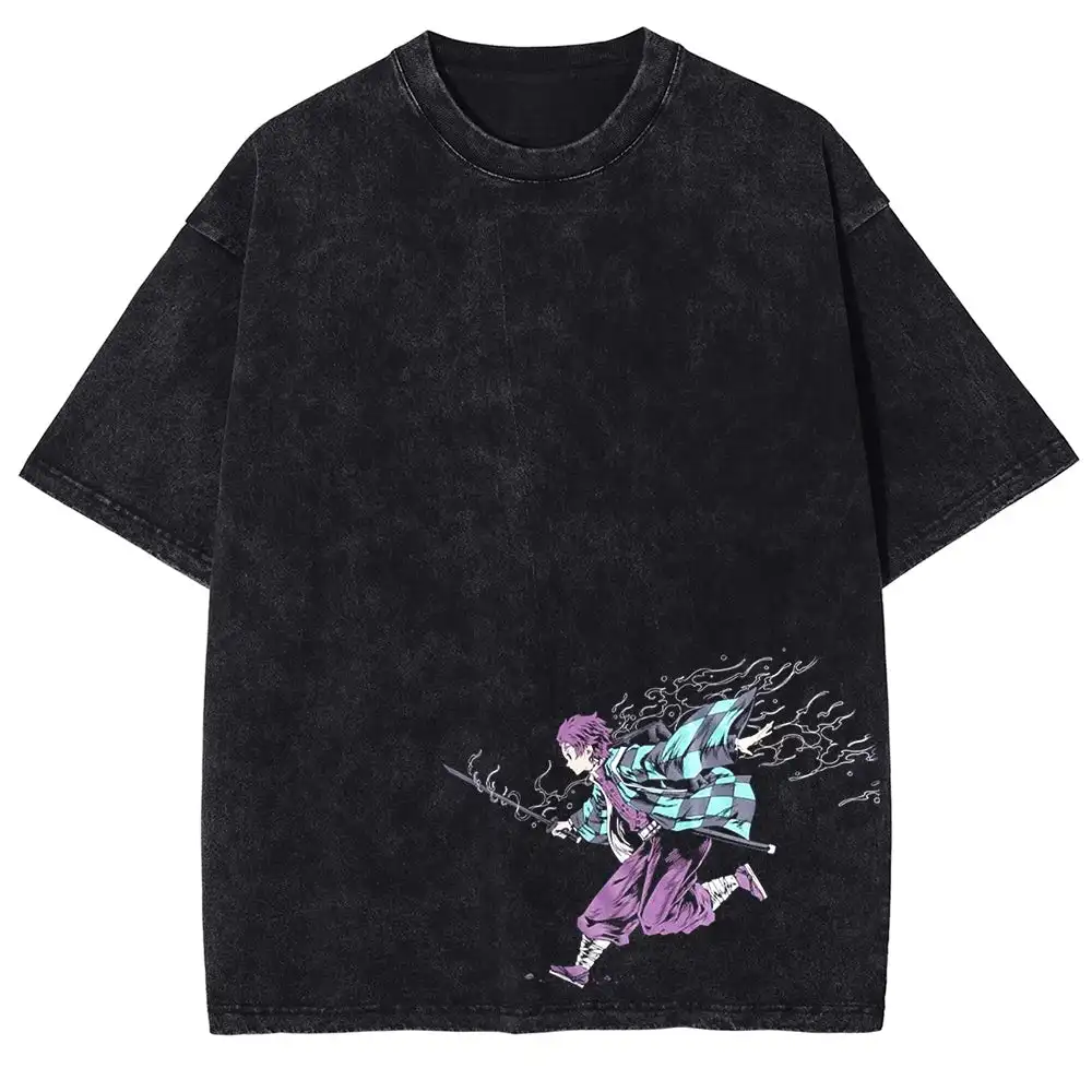 

Anime Demon Slayer Tanjiro Oversized Vintage T-Shirt Shirt Men's 2026 Summer Fashion Oversize Street Top Harajuku Y2K Clothing