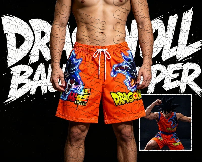 Hot Summer Retro Dragon Ball Super Dual Goku Graphic 3D All Over Print Quick Dry Shorts Unisex Streetwear Beach Sports Shorts