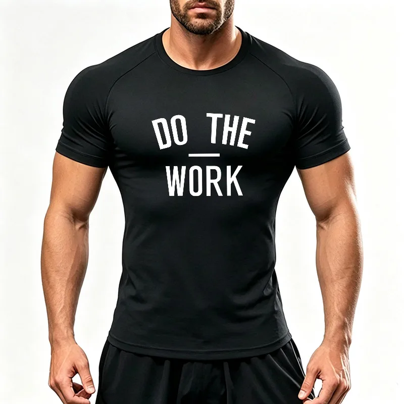 Men Quick Dry Running T-Shirts Moisture Wicking Short Sleeve Crew Neck Gym Workout Top Breathable Slim Fit Compression Tee