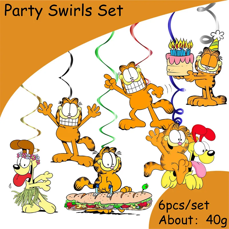 Garfield-Cartoon Themed Birthday Party Decoração, Suprimentos de Talheres, copos, canudos, placas Honeycomb, Cake Topper, Cute, Baby Shower