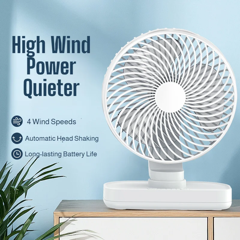 

New Portable Desktop Fan 4 Speeds Rotation Quiet USB Rechargeable for Dormitory Office Home Bedroom Efficient Cooling Fan
