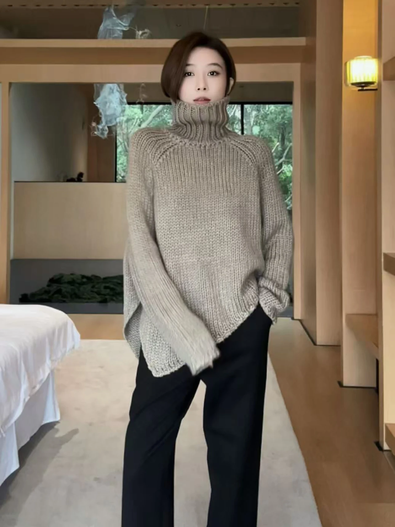 

Винтажный свитер Zhou High Ne нестандартной формы, осень-зима, Новое поступление, универсальный вязаный шерстяной свитер, теплый длинный све