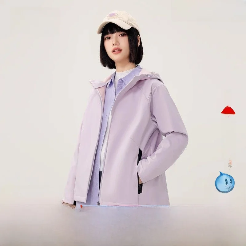 

Snow Flng 2024 Spring New Women's Outdoor Hooded Casual Windproof Jaet Sports Soft ell Early Spring Trendy Long Sve ...