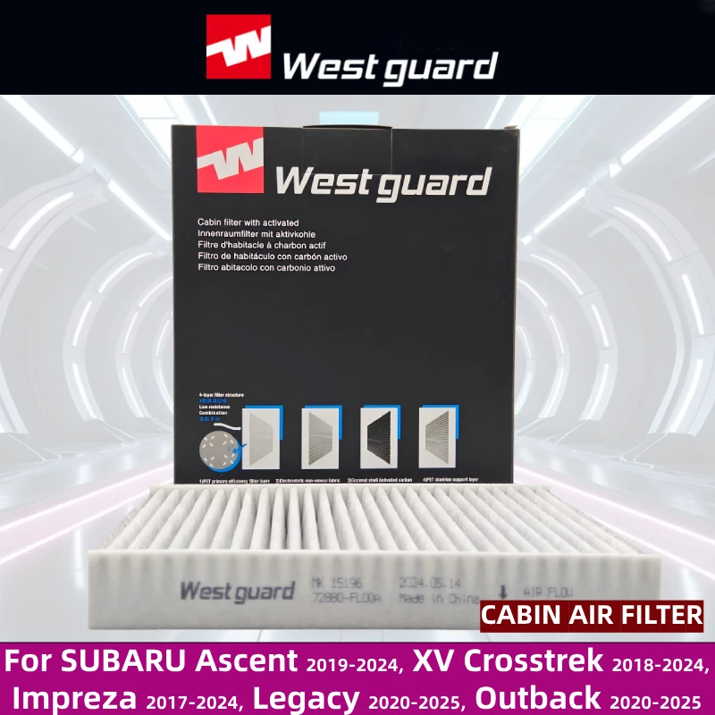 

For SUBARU Ascent 2019-2024, XV Crosstrek 2018-24, Impreza 2017-24, Legacy 2020-25, Outback 2020-25 WESTGUARD Cabin Air Filter