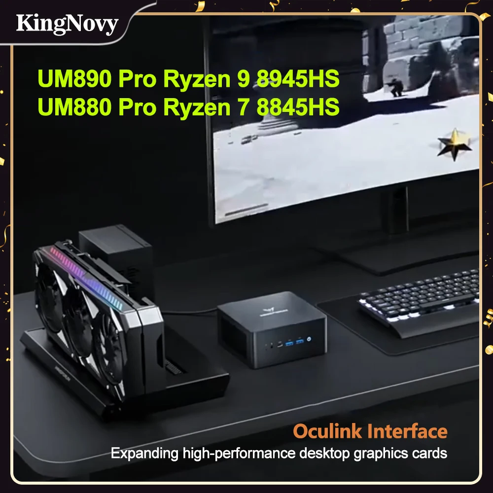 MINISFORUM 미니 PC 게이머, AMD Ryzen 9 8945HS R7 8845HS 2 * USB4 2 * DDR5 2*2.5G Oculink NUC 컴퓨터, UM890 UM880 프로, 윈도우 11 WiFi6