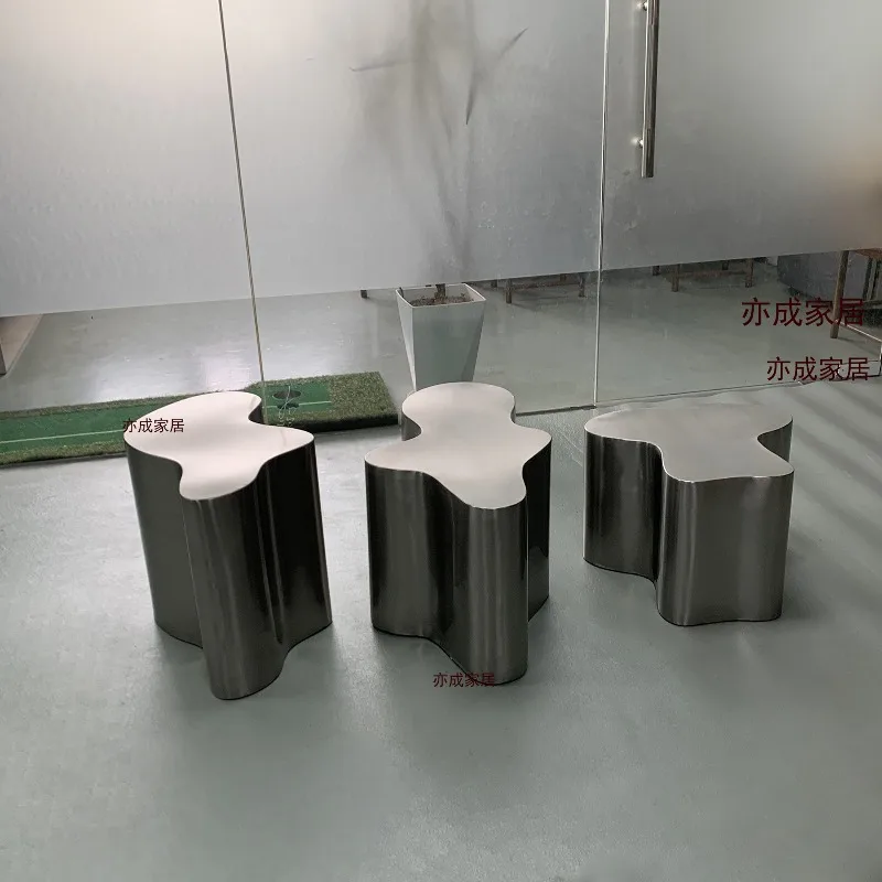 Modern simple villa hotel light luxury coffee table side corner few Italian style stainless