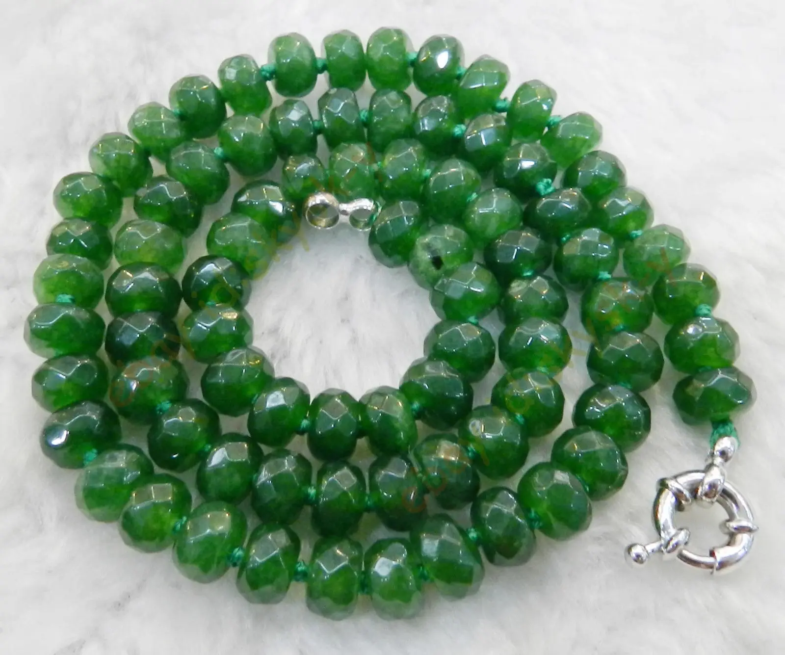 

Natural Faceted 5x8mm Green Jade Abacus Beads Necklace 18" AAA