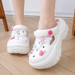 EVA Women Sandals Bling Decor Cute Clogs Slides 7CM Platform Outdoor DIY  Sandals Summer Girls Slippers Women Hole Shoes