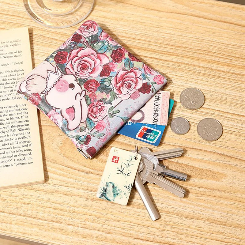 Waterproof Flower&Rabbit Printed Travel Toiletry Makeup Pouch Organizer Bag Women Self-closing Portable Clutch Coin Purse