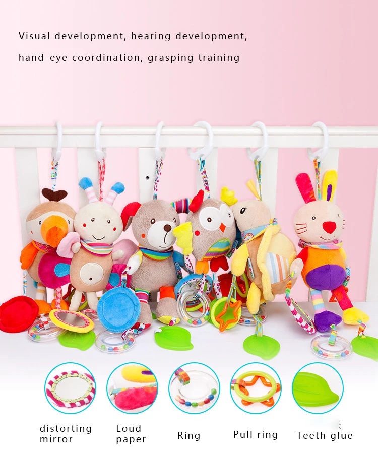 Baby Stroller Hanging Baby Lathe Hanging BB Called Jingle Baby Rattles Pendant Music Toothpaste Toy Plush Beads Fun Mirror Toys