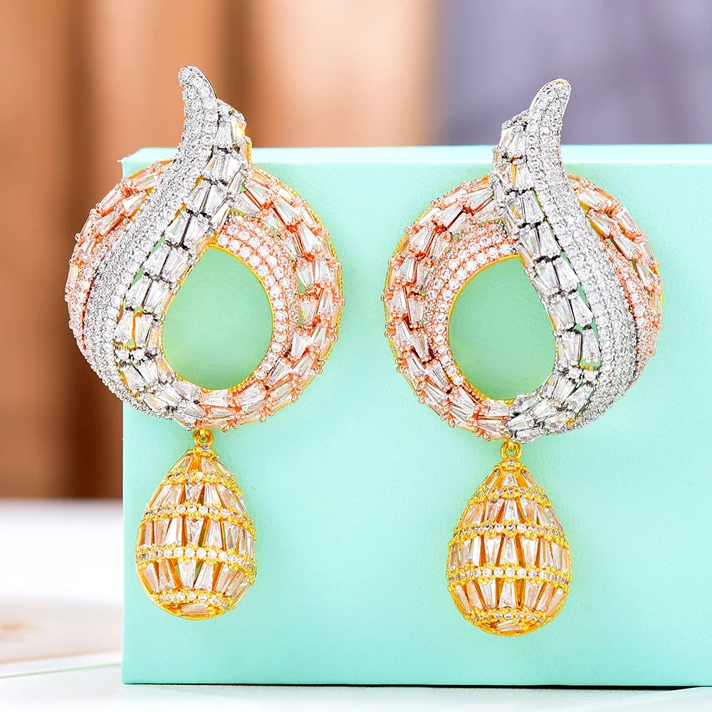 

Kellybola Luxury CLAWS Trendy Earrings Trendy Cubic Zircon Indian Gold Earrings for women Wedding Engagement Party JEWELRY GIFT