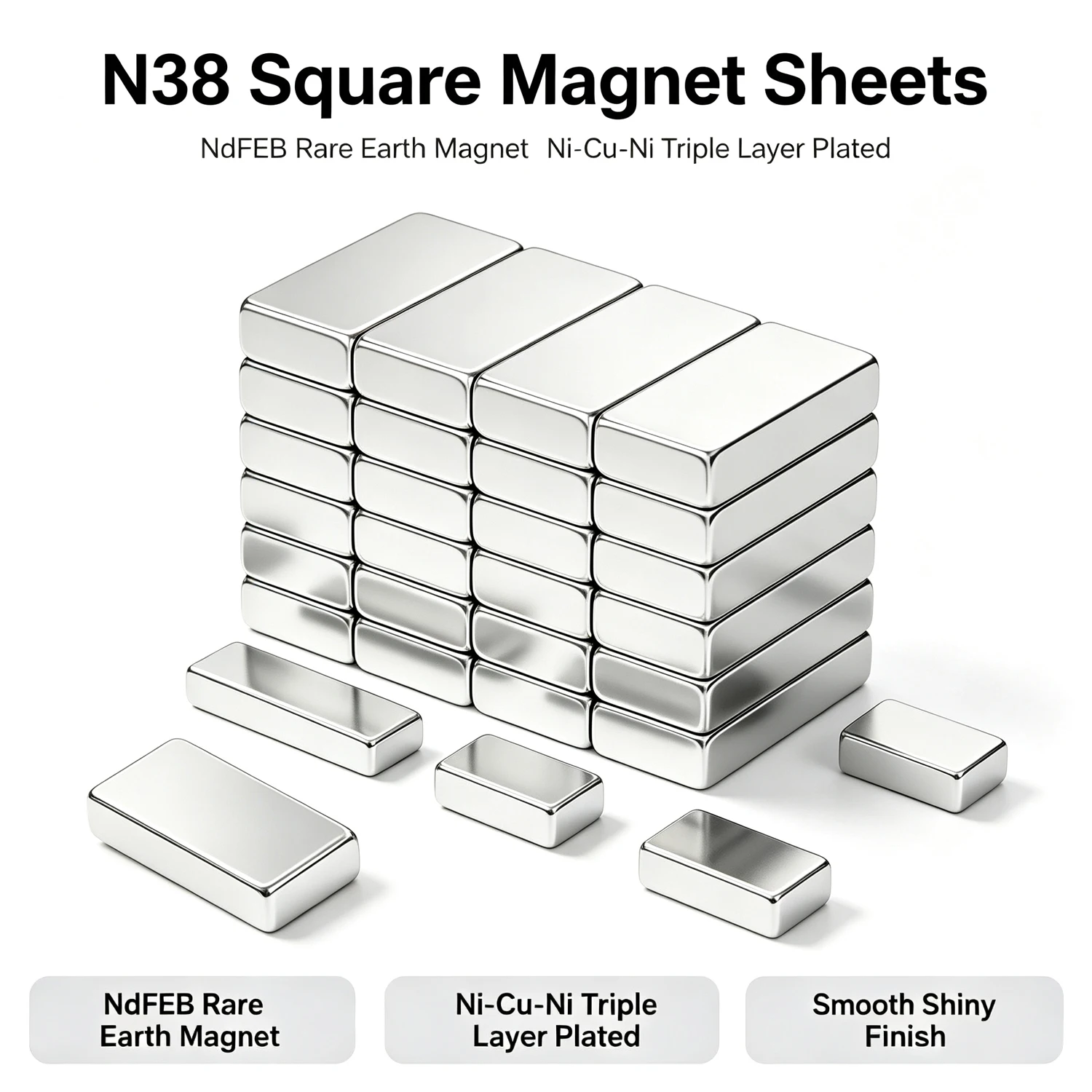 20-100Pcs Super Powerful Strong Magnets 10/15/20mm X 5/10mm X 3mm Block Magnets Square Magnets Refrigerator Stickers for DIY