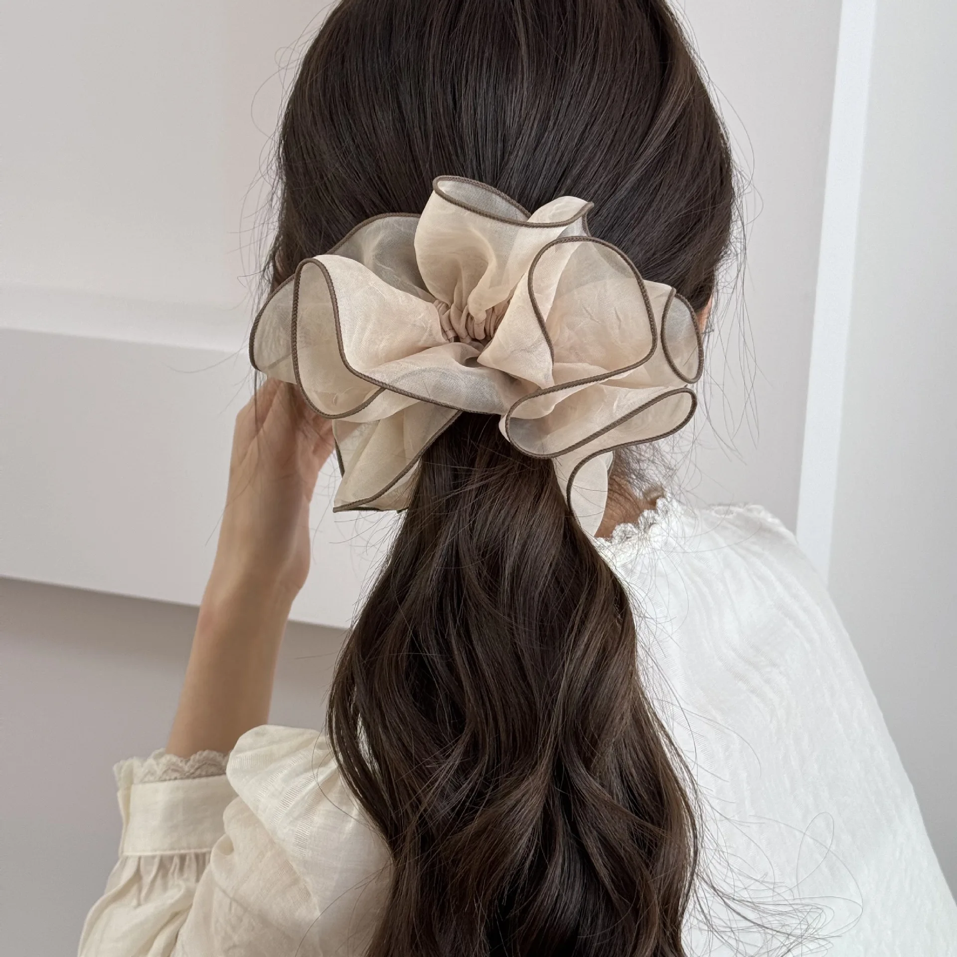 Simple Mesh Pleated Hair Rope for Woman Korean Style Hair Ring Meatball Head Hair tie Fashion Girl Does Not Damage The Hair Scru